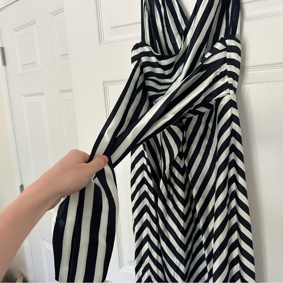Christopher John Rogers X J.Crew cross-front maxi dress in stripe navy and white - Picture 7 of 13